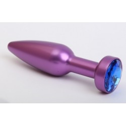 Фиолетовая анальная пробка с синим стразом - 11,2 см. Фиолетовая анальная пробка с синим стразом - 11,2 см.