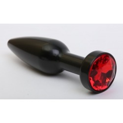 Чёрная удлинённая пробка с красным кристаллом - 11,2 см. Чёрная удлинённая пробка с красным кристаллом - 11,2 см.