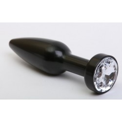 Чёрная удлинённая пробка с прозрачным кристаллом - 11,2 см. Чёрная удлинённая пробка с прозрачным кристаллом - 11,2 см.