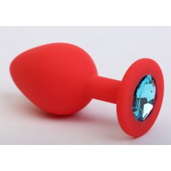 Красная силиконовая пробка с голубым стразом - 7,1 см. Красная силиконовая пробка с голубым стразом - 7,1 см.