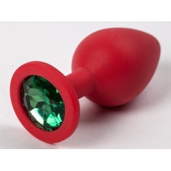 Красная силиконовая анальная пробка с красным стразом - 8,2 см. Красная силиконовая анальная пробка с красным стразом - 8,2 см.