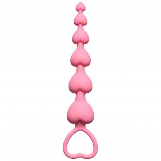 Розовая анальная цепочка Heart's Beads Pink - 18 см.