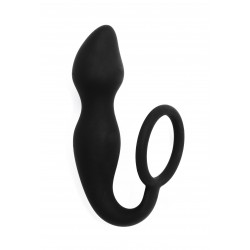 Чёрное эрекционное кольцо Sensation с анальным стимулятором Чёрное эрекционное кольцо Sensation с анальным стимулятором