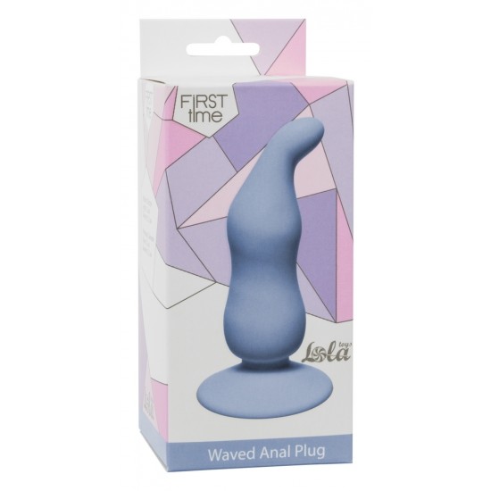 Голубая анальная пробка Waved Anal Plug Blue - 11 см.