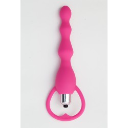 Розовый силиконовый анальный вибростимулятор с ограничителем - 17,5 см. Розовый силиконовый анальный вибростимулятор с ограничителем - 17,5 см.