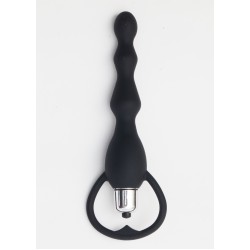 Черный силиконовый анальный вибростимулятор с ограничителем - 17,5 см. Черный силиконовый анальный вибростимулятор с ограничителем - 17,5 см.
