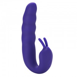Фиолетовый вибратор Ribbed Dual Stimulator with Rolling Ball - 17 см. Фиолетовый вибратор Ribbed Dual Stimulator with Rolling Ball - 17 см.