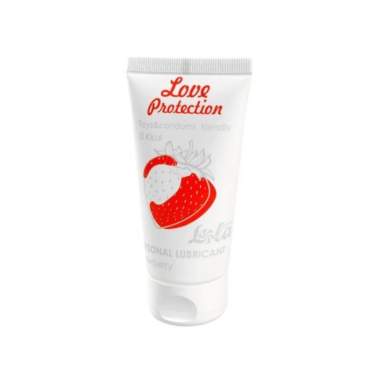 Лубрикант на водной основе с ароматом клубники Love Protection Strawberry - 50 мл.
