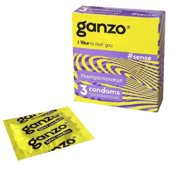 Презервативы Ganzo Sense, тонкие, латекс, 18 см, 3 шт