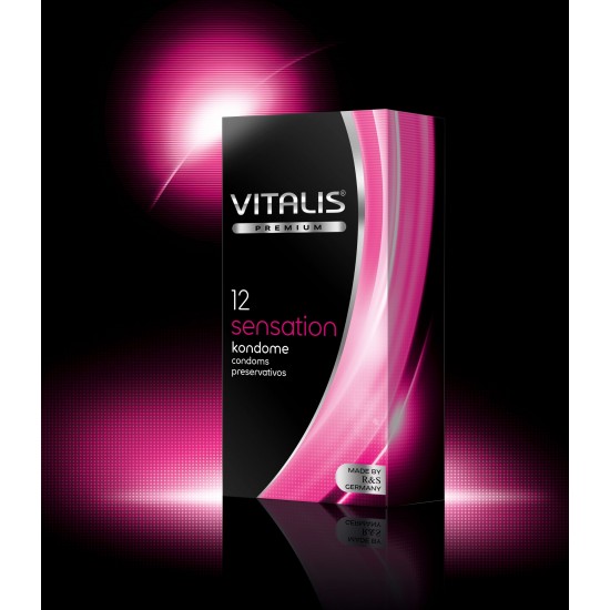 Презервативы VITALIS PREMIUM №12 sensation - с кольцами и точками (ширина 53mm)