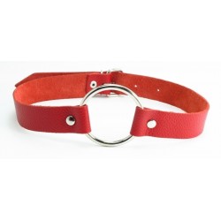 Красный кожаный кляп с кольцом Красный кожаный кляп с кольцом