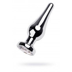 Анальная втулка Metal by TOYFA, металл, серебряная, с кристаллом цвета алмаз, 10 см, Ø 3 см, 95 г Анальная втулка Metal by TOYFA, металл, серебряная, с кристаллом цвета алмаз, 10 см, Ø 3 см, 95 г