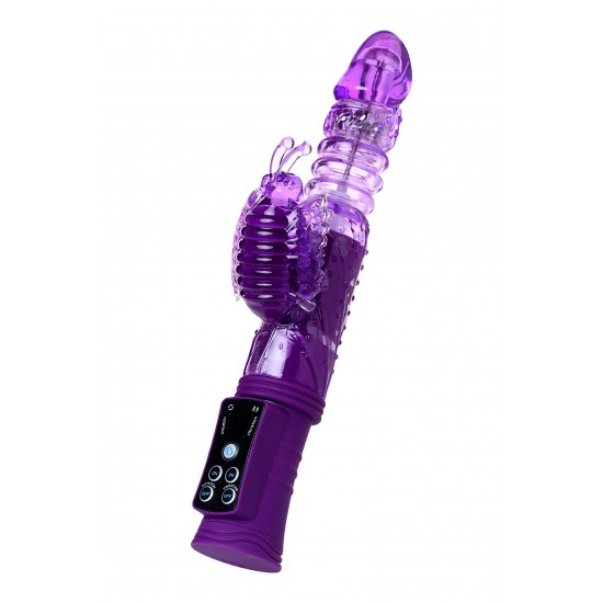 Вибратор Штучки-дрючки с клиторальным стимулятором, TPR, фиолетовый, 23 см