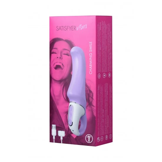 Нереалистичный вибратор Satisfyer Vibes Charming Smile, силикон, фиолетовый, 18,7 см. J6426-V Нереалистичный вибратор Satisfyer Vibes Charming Smile, силикон, фиолетовый, 18,7 см. J6426-V