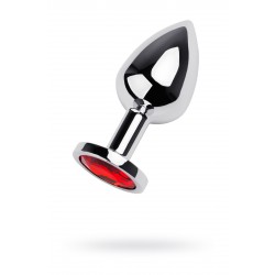 Анальная втулка Штучки-Дрючки, серебряная, с красным кристаллом Анальная втулка Штучки-Дрючки, серебряная, с красным кристаллом