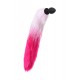 Анальная втулка с бело-розовым хвостом POPO Pleasure by TOYFA, M, силикон, черная, 45 см, Ø 2,5 см