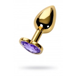 Анальная втулка Metal by TOYFA, металл, золотая, с фиолетовым кристаллом, 7 см, Ø 2,7 см, 50 г Анальная втулка Metal by TOYFA, металл, золотая, с фиолетовым кристаллом, 7 см, Ø 2,7 см, 50 г