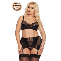 Комплект открытый SoftLine Collection Joana (бюстгальтер,пояс с пажами,стринги), черный, XL Комплект открытый SoftLine Collection Joana (бюстгальтер,пояс с пажами,стринги), черный, XL