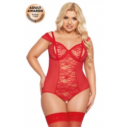 Боди SoftLine Collection Dora, красный, XXXL Боди SoftLine Collection Dora, красный, XXXL