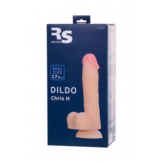 Фаллоимитатор RealStick Silicone Chris H, телесный, 17,5 см