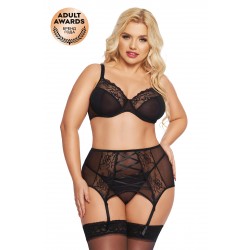Комплект SoftLine Collection Dolores (бюстгальтер, стринги и пояс для чулок), черный, XXL Комплект SoftLine Collection Dolores (бюстгальтер, стринги и пояс для чулок), черный, XXL