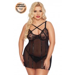 Ночная сорочка и стринги SoftLine Collection Cornelia, черный, XXXL Ночная сорочка и стринги SoftLine Collection Cornelia, черный, XXXL