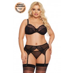 Комплект SoftLine Collection Marella (бюстгальтер, стринги и пояс для чулок), черный, XXL Комплект SoftLine Collection Marella (бюстгальтер, стринги и пояс для чулок), черный, XXL