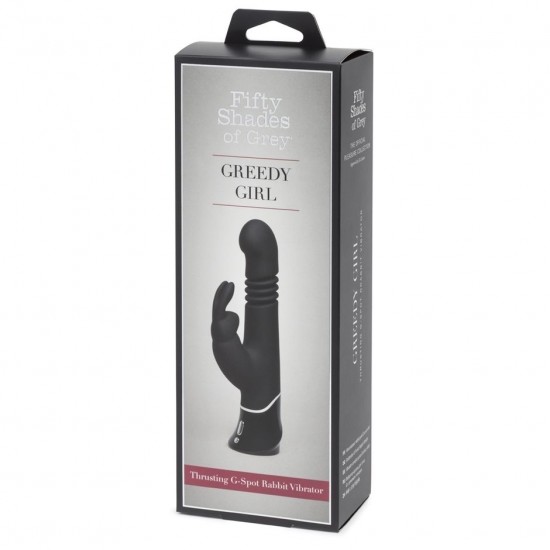 Черный хай-тек вибратор Greedy Girl Thrusting Rabbit Vibrator - 22,8 см. FS-74956 Черный хай-тек вибратор Greedy Girl Thrusting Rabbit Vibrator - 22,8 см. FS-74956