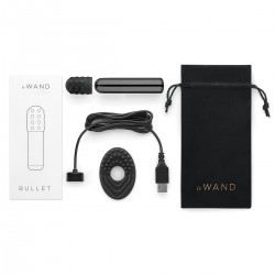 Черная вибропулька Le Wand Bullet с 2 нежными насадками Черная вибропулька Le Wand Bullet с 2 нежными насадками