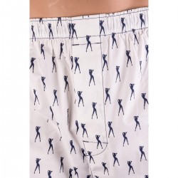 Мужские хлопковые трусы-шорты HUSTLER  белые и с танцовщицами, S