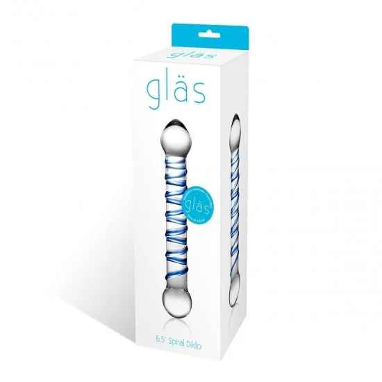 Прозрачный фаллос с голубой спиралью Spiral Dildo - 17 см. GLAS-150 Прозрачный фаллос с голубой спиралью Spiral Dildo - 17 см. GLAS-150