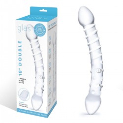 Прозрачный стеклянный фаллоимитатор с двумя концами - 24 см. Прозрачный стеклянный фаллоимитатор с двумя концами - 24 см.