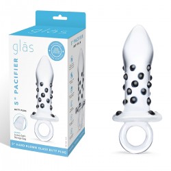 Мини-пробочка из стекла с черными пупырышками, 8 см Мини-пробочка из стекла с черными пупырышками, 8 см