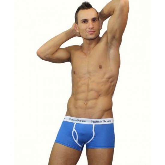 Мужские трусы боксеры голубые Romeo Rossi Boxer Brief RR365-6