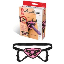 Черно-розовые плюшевые трусики для страпона Черно-розовые плюшевые трусики для страпона