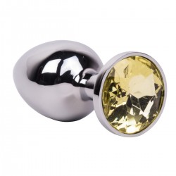Мини-плаг из стали с желтым кристаллом Sweet Lemon - 6,5 см. Мини-плаг из стали с желтым кристаллом Sweet Lemon - 6,5 см.