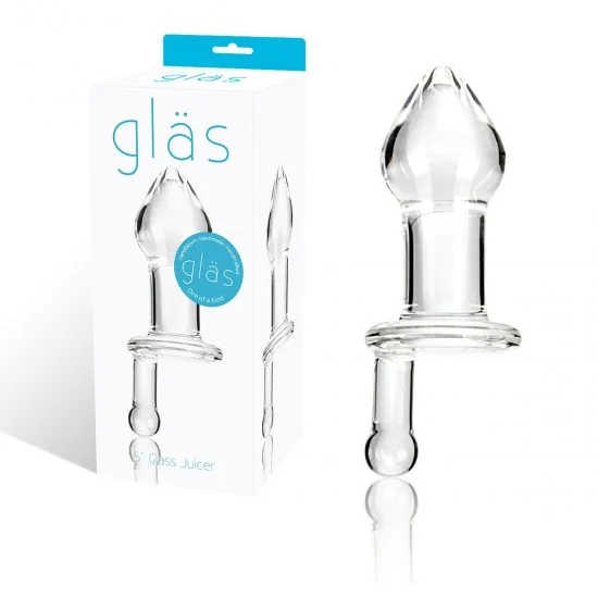 Прозрачный стеклянный анальный плаг с ручкой - 12 см. GLAS-142 Прозрачный стеклянный анальный плаг с ручкой - 12 см. GLAS-142