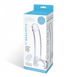 Прозрачный стеклянный фаллос с мошонкой Curved G-Spot - 18 см. Прозрачный стеклянный фаллос с мошонкой Curved G-Spot - 18 см.