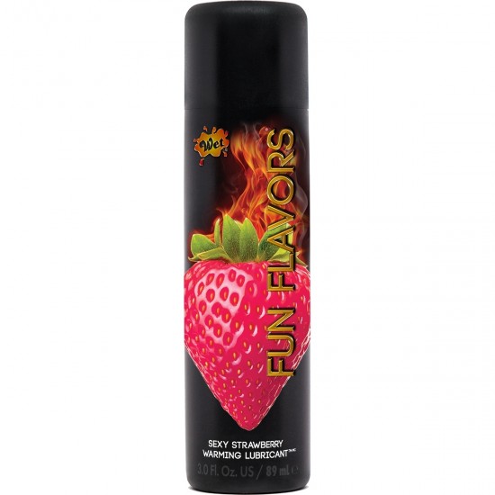 Разогревающий лубрикант Fun Flavors 4-in-1 Sexy Strawberry с ароматом клубники - 89 мл.