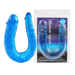 Двухсторонний фаллоимитатор Twin Head Double Dong голубого цвета - 29,8 см. Двухсторонний фаллоимитатор Twin Head Double Dong голубого цвета - 29,8 см.