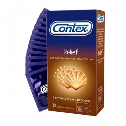 Презервативы с точками и рёбрами CONTEX Relief - 12 шт. Презервативы с точками и рёбрами CONTEX Relief - 12 шт.