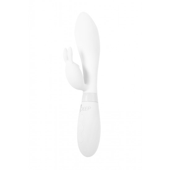 Белый вибратор-кролик Indeep Theona - 21,5 см.
