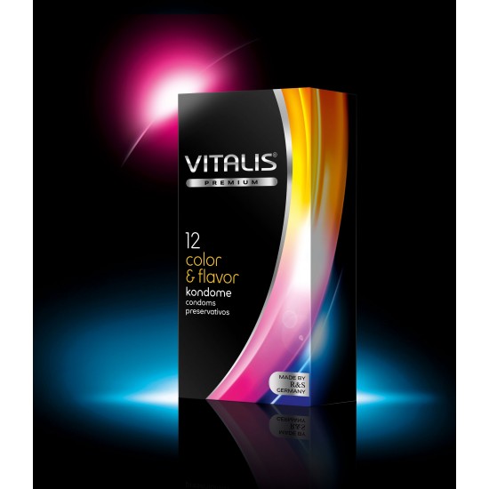 Презервативы VITALIS PREMIUM №12 color and flavor - цветные/ароматизированные (ширина 53mm)
