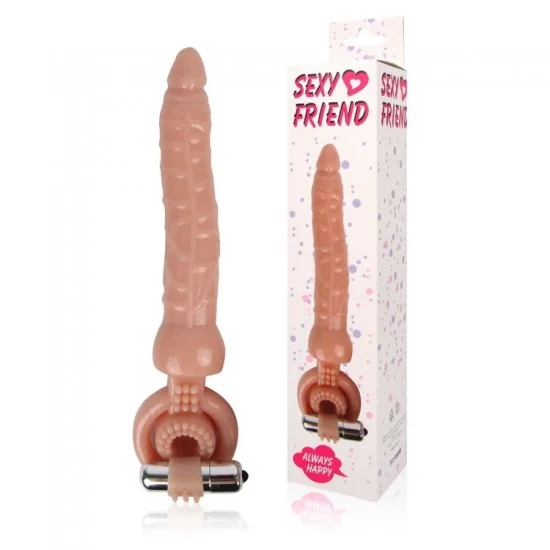Телесная насадка на член Sexy Friend для двойного проникновения - 18 см. SF-70154-1