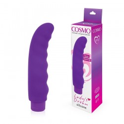 Фиолетовый изогнутый ребристый вибромассажер - 15 см. Фиолетовый изогнутый ребристый вибромассажер - 15 см.