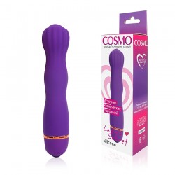 Фантазийный фиолетовый силиконовый вибратор Cosmo - 13,7 см.  Фантазийный фиолетовый силиконовый вибратор Cosmo - 13,7 см.