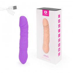 Фиолетовый вибратор-ротатор KING - 22,6 см. Фиолетовый вибратор-ротатор KING - 22,6 см.