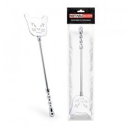 Серебристый металлический стек с котиком - 40 см. Серебристый металлический стек с котиком - 40 см.