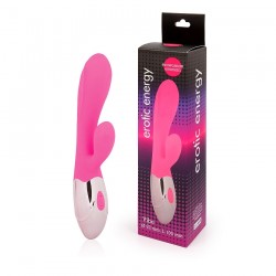 Розовый вибромассажер с отростком с 10 режимами вибрации Розовый вибромассажер с отростком с 10 режимами вибрации