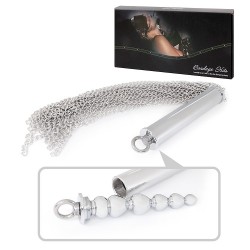 Серебристая металлическая плеть с рукоятью-втулкой - 56 см. Серебристая металлическая плеть с рукоятью-втулкой - 56 см.